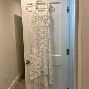 Womens size 4 saulee white crocheted high low dress
